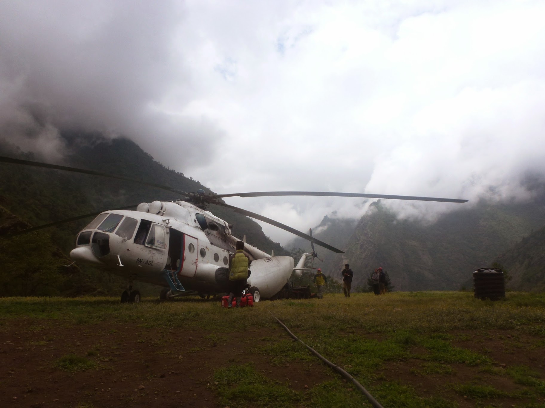 Taking a ride in a Mil MI-8 helicopter flying back to Kathmandu from Lukla. Escaping an early monsoon arrival after a month of trekking and climbing in the Khumbu valley of Nepal.